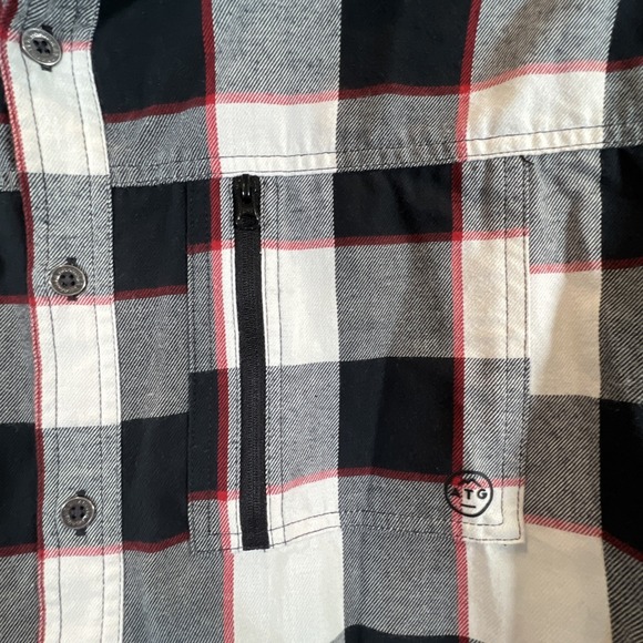 ATG Wrangler Plaid Flannel Shirt Outdoor Mens XXL All Terrain Gear Black Red 2XL - Picture 11 of 12